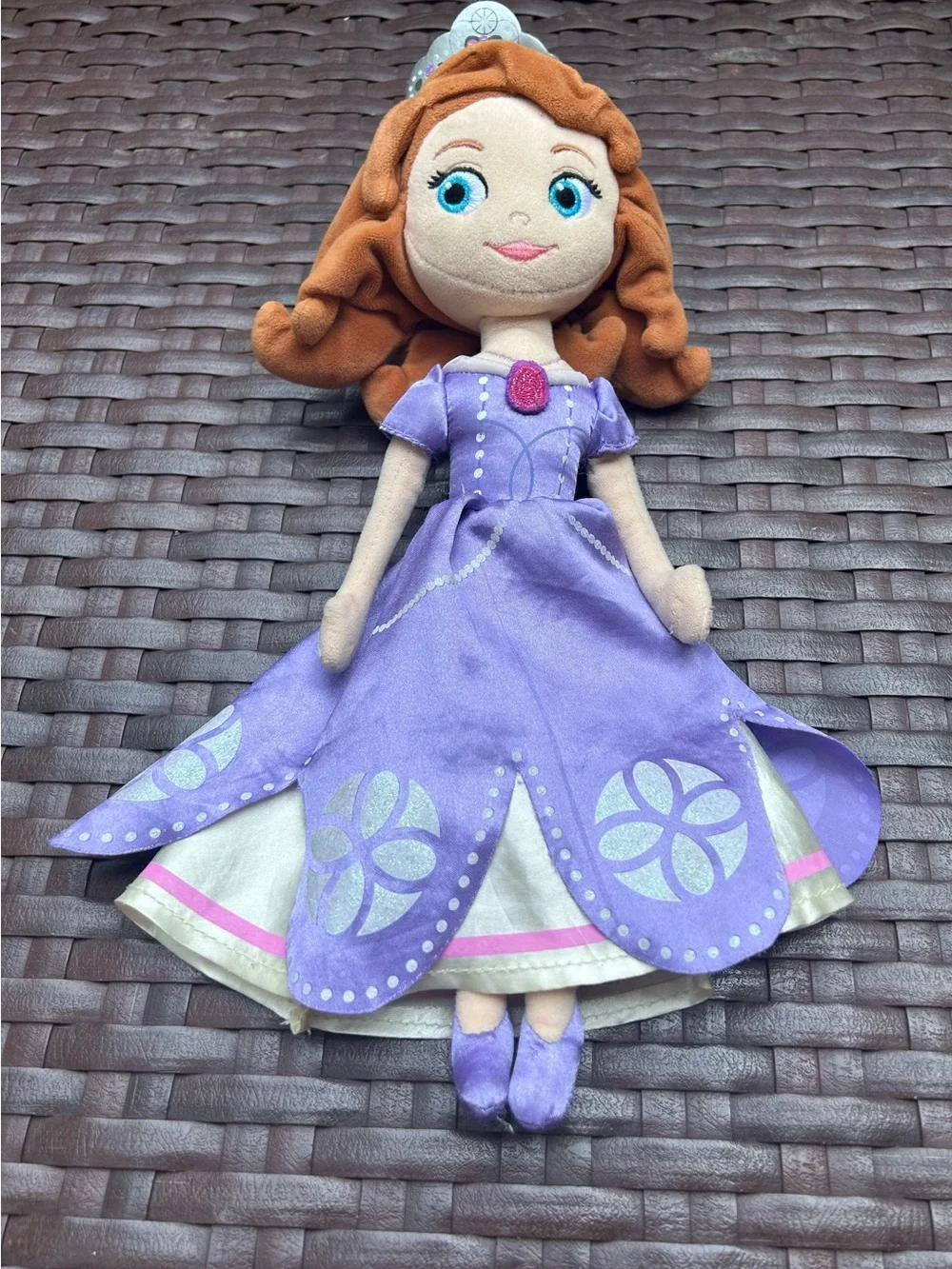Disney Sofia the First Purple Princess Plush Doll with Brown Hair and Blue Eyes